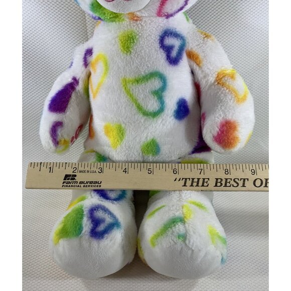Build-A-Bear Rainbow Hearts Teddy Bear White Plush Valentine Stuffed Animal 18" - Picture 11 of 13
